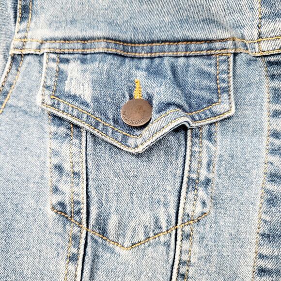 Max Jeans Blue Medium Wash Button-Up Denim Jean Trucker Jacket Women's Size S - Picture 4 of 9